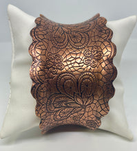 Load image into Gallery viewer, Copper Embossed Lace Cuff Bracelet