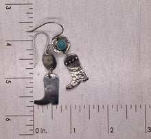 Load image into Gallery viewer, Fine Silver Turquoise Boot Drop Earrings