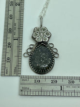 Load image into Gallery viewer, Argentium Silver Pendant with Sparkling Teardrop Night Quartz