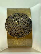 Load image into Gallery viewer, Brass Cuff Bracelet with Vintage Brass Button