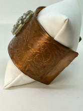 Load image into Gallery viewer, Copper Cuff Bracelet with Round Clear Rhinestone Button