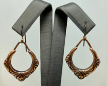 Load image into Gallery viewer, Copper Hoop Teardrop Impression Earrings