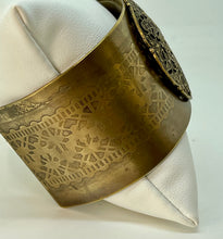Load image into Gallery viewer, Brass Cuff Bracelet with Vintage Brass Button