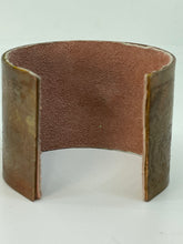 Load image into Gallery viewer, Copper Cuff Bracelet with Vintage Diamond Shaped Rhinestone Pin