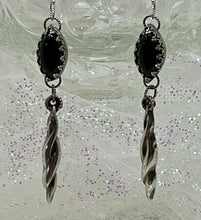 Load image into Gallery viewer, Fine Silver and Black Onyx Twist Earrings