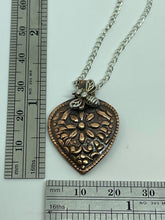 Load image into Gallery viewer, Copper Floral Heart with Sterling Silver Bee