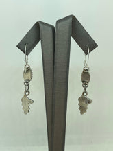Load image into Gallery viewer, Silver Oak Leaf and Acorn Earrings with Red Onyx Stone