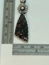 Load image into Gallery viewer, Fine Silver Pendant with Asymmetrical Drop of Black and Pink Poppy Jasper