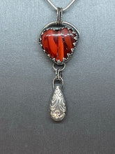 Load image into Gallery viewer, Fine Silver Pendant with Heart Shaped Red and Black Rosarita