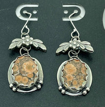 Load image into Gallery viewer, Fine Silver and Pink Salmon Colored Poppy Jasper Earrings