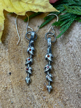 Load image into Gallery viewer, Fine Silver Vine Earrings with Orange Cubic Zirconia