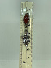 Load image into Gallery viewer, Silver Oak Leaf and Acorn Earrings with Red Onyx Stone