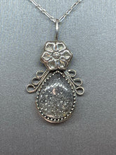 Load image into Gallery viewer, Argentium Silver Pendant with Sparkling Teardrop Night Quartz