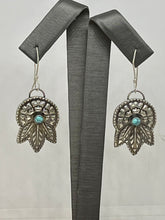 Load image into Gallery viewer, Fine Silver & Turquoise Dreamcatcher Earrings
