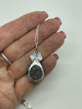 Load image into Gallery viewer, Argentium Silver Pendant with Sparkling Teardrop Night Quartz