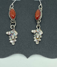 Load image into Gallery viewer, Silver Oak Leaf and Acorn Earrings with Red Onyx Stone