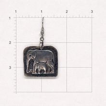 Load image into Gallery viewer, Aluminum Elephant &amp; Calf Medallion Earrings
