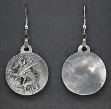 Load image into Gallery viewer, Aluminum Dragon Medallion Earrings
