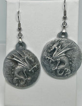 Load image into Gallery viewer, Aluminum Dragon Medallion Earrings
