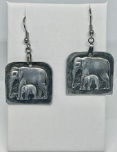 Load image into Gallery viewer, Aluminum Elephant &amp; Calf Medallion Earrings
