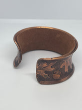 Load image into Gallery viewer, Copper Oak Leaf &amp; Acorn Cuff Bracelet
