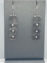 Load image into Gallery viewer, Fine Silver Ornate Panel Drop Earrings
