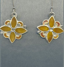 Load image into Gallery viewer, Sterling Silve Vitreous Enamel Floral Drop Earrings
