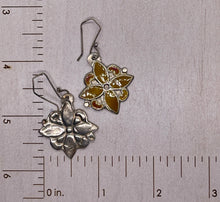Load image into Gallery viewer, Sterling Silve Vitreous Enamel Floral Drop Earrings
