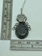 Load image into Gallery viewer, Argentium Silver Pendant with Sparkling Teardrop Night Quartz
