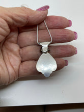 Load image into Gallery viewer, Fine Silver and Trillion Shaped Peruvian Pink Opal Bronze Composite Pendant
