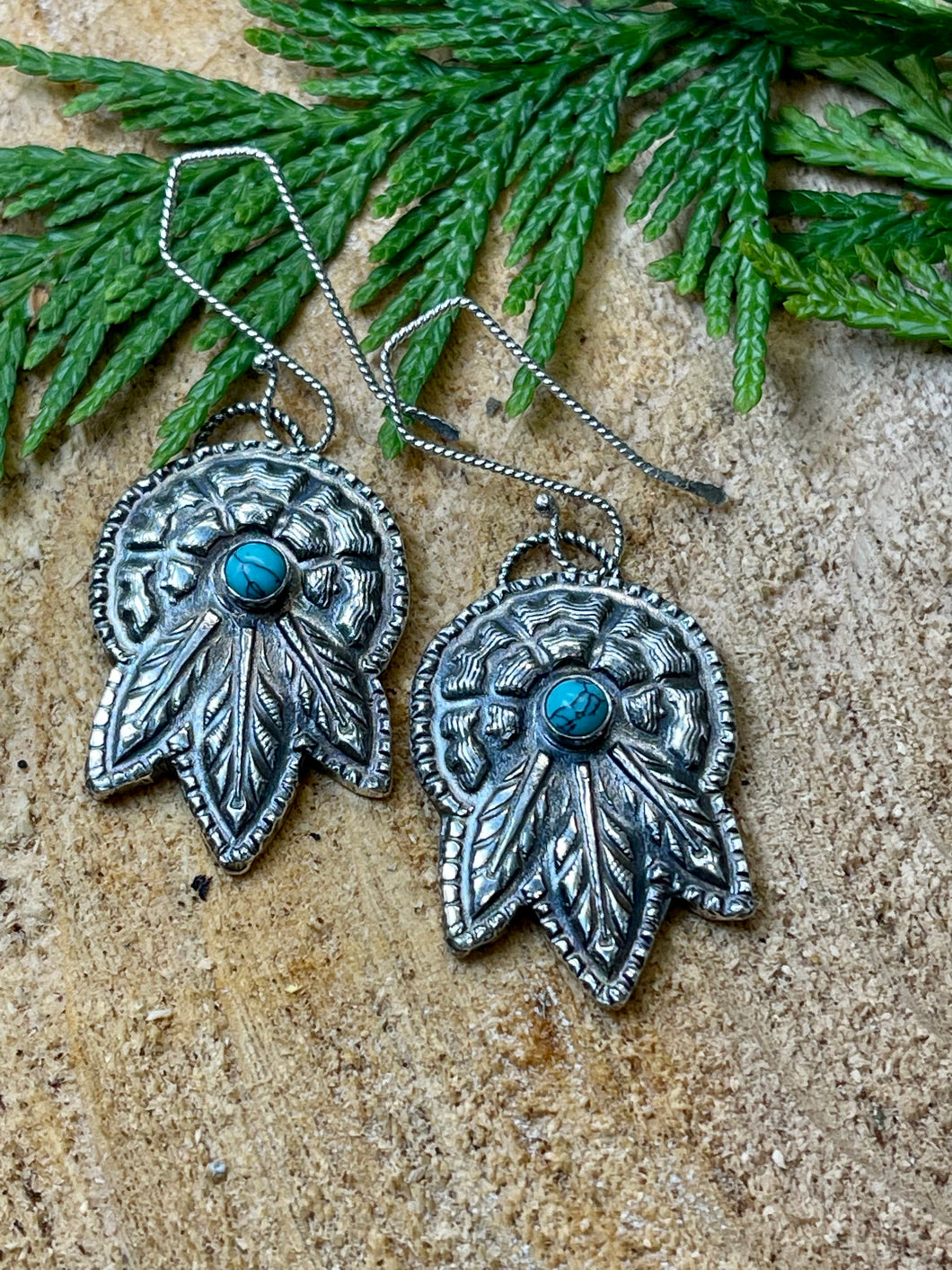 Fine Silver & Turquoise Dreamcatcher Earrings