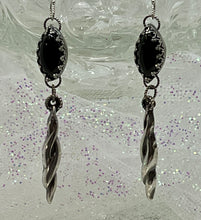 Load image into Gallery viewer, Fine Silver and Black Onyx Twist Earrings

