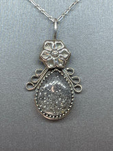 Load image into Gallery viewer, Argentium Silver Pendant with Sparkling Teardrop Night Quartz
