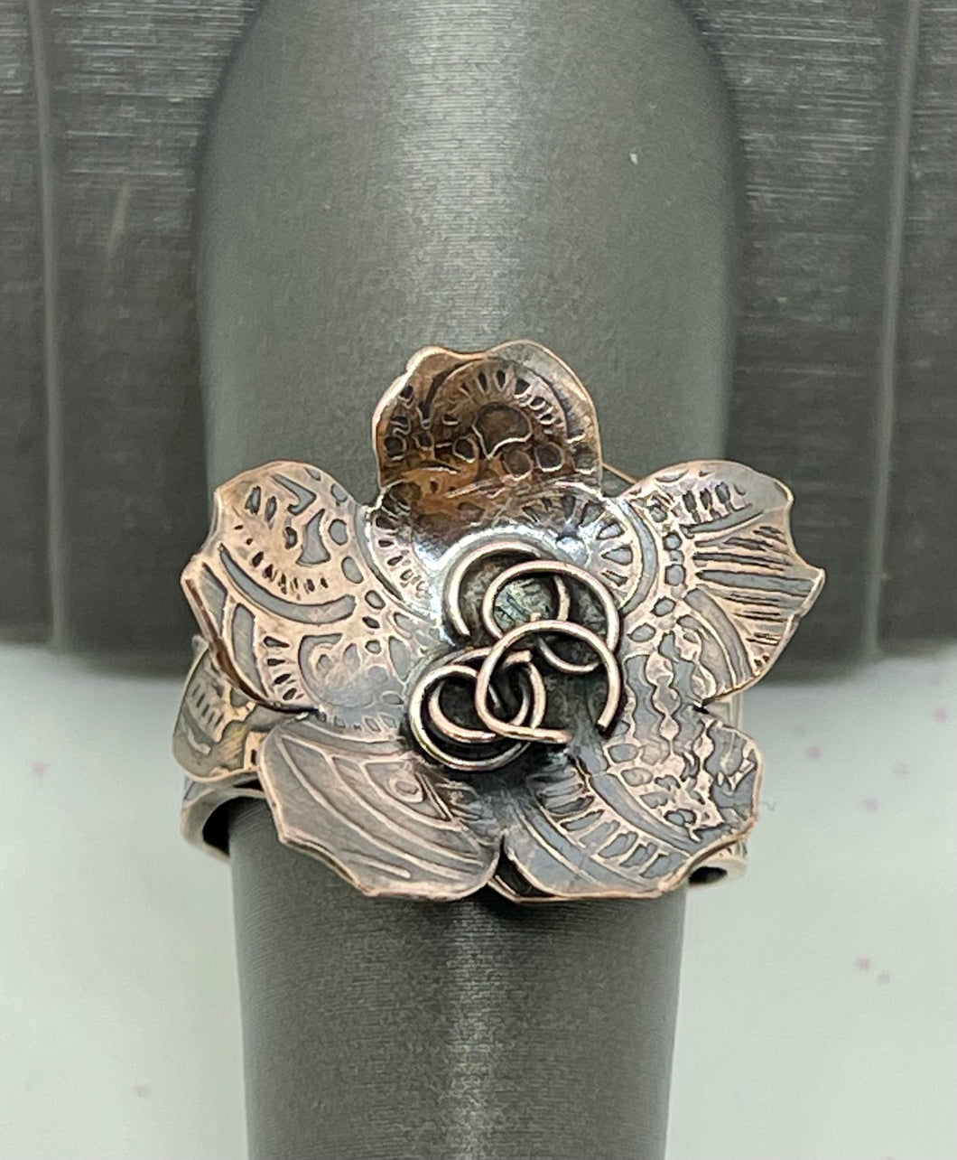 Copper Cherry Blossom Adjustable Ring